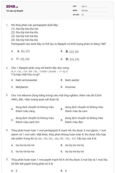 10 câu Lý thuyết