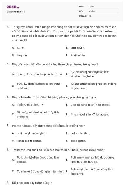 Đề kiểm tra số 1
