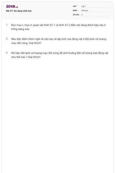 Bài 57: Đa dạng sinh học