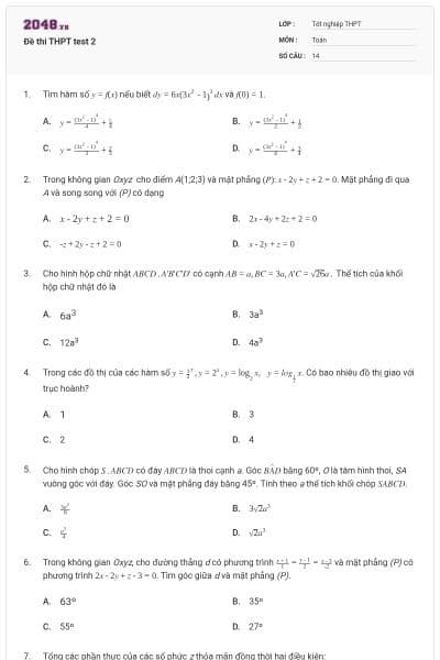 Đề thi THPT  test 2