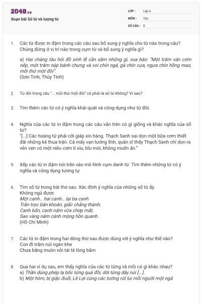 Soạn bài Số từ và lượng từ
