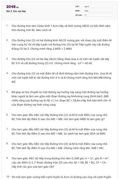Bài 3: Góc nội tiếp