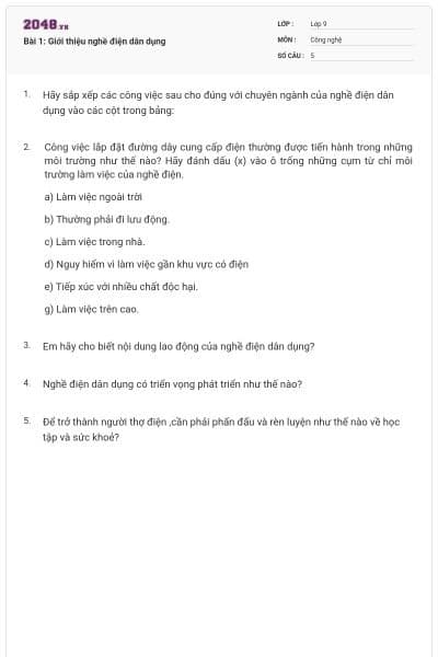 Bài 1: Giới thiệu nghề điện dân dụng