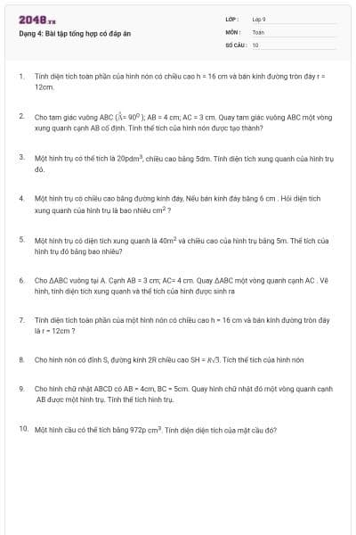 Dạng 4: Bài tập tổng hợp có đáp án