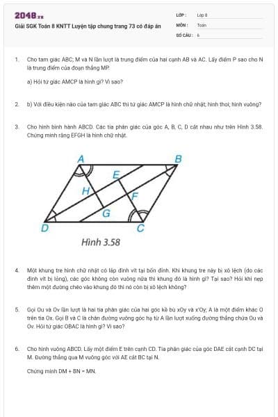 Giải SGK Toán 8 KNTT Luyện tập chung trang 73 có đáp án
