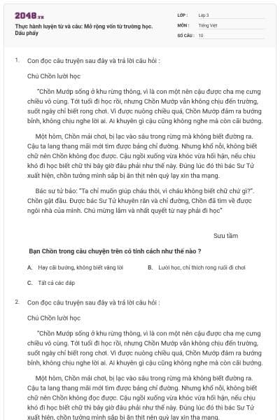 Thực hành luyện từ và câu: Mở rộng vốn từ trường học. Dấu phẩy
