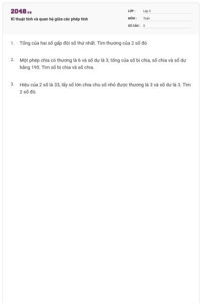 Kĩ thuật tính và quan hệ giữa các phép tính