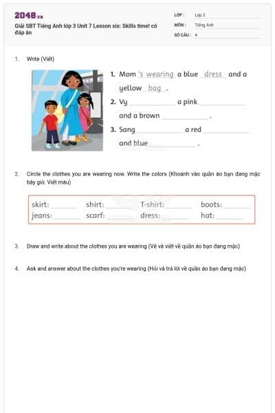 Giải SBT Tiếng Anh lớp 3 Unit 7 Lesson six: Skills time! có đáp án