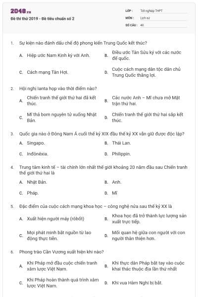 Đề thi thử 2019 - Đề tiêu chuẩn số 2