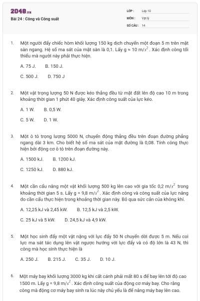 Bài 24 : Công và Công suất