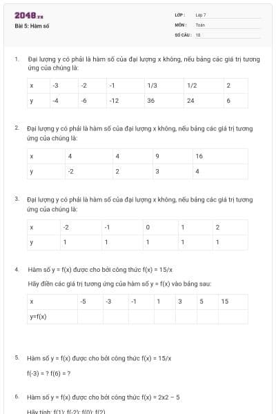 Bài 5: Hàm số