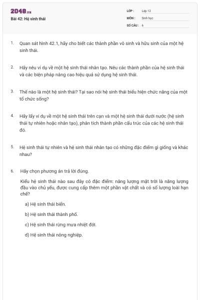Bài 42: Hệ sinh thái