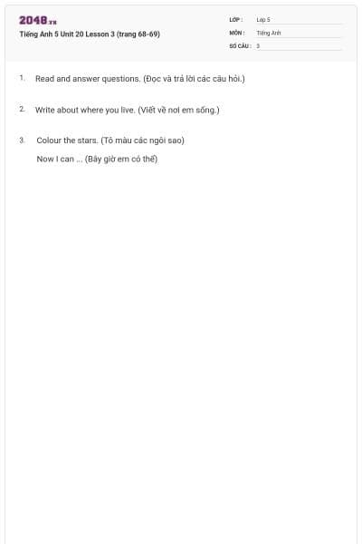 Tiếng Anh 5 Unit 20 Lesson 3 (trang 68-69)