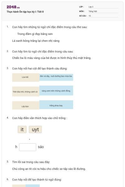 Thực hành Ôn tập học kỳ I: Tiết 8