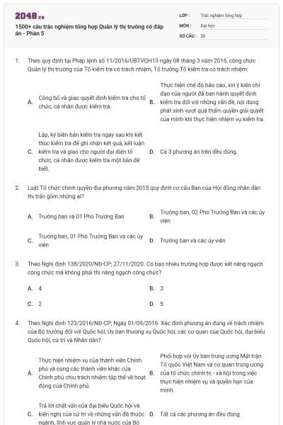 1500+ câu trắc nghiệm tổng hợp Quản lý thị trường có đáp án - Phần 5