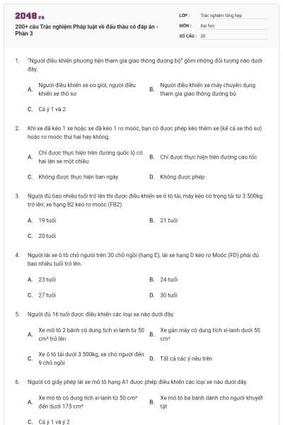 200+ câu Trắc nghiệm Pháp luật về đấu thầu có đáp án - Phần 3