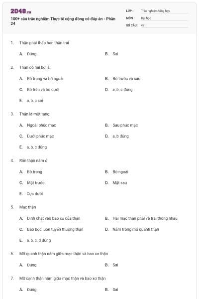 100+ câu trắc nghiệm Thực tế cộng đồng có đáp án - Phần 24