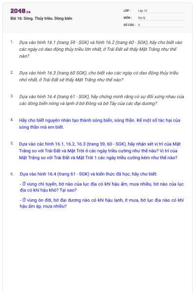 Bài 16: Sông. Thủy triều. Dòng biển