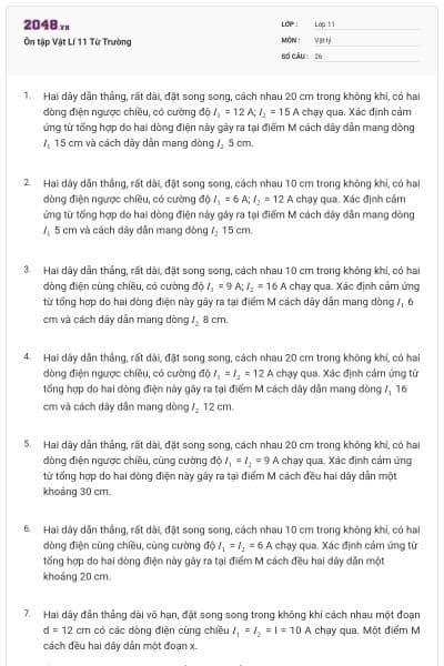 Ôn tập Vật Lí 11 Từ Trường