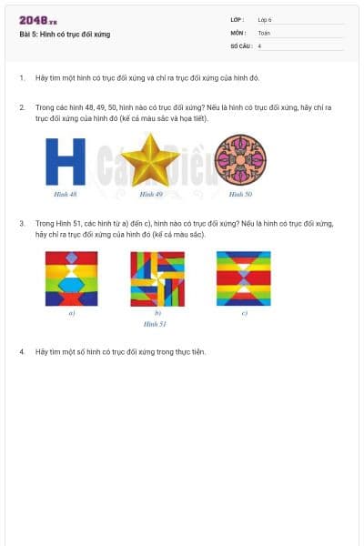 Bài 5: Hình có trục đối xứng