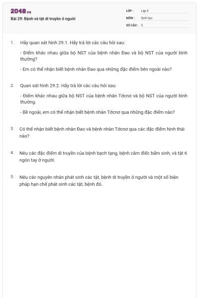 Bài 29: Bệnh và tật di truyền ở người