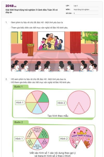 Giải SGK Hoạt động trải nghiệm 5 Cánh diều Tuần 35 có đáp án