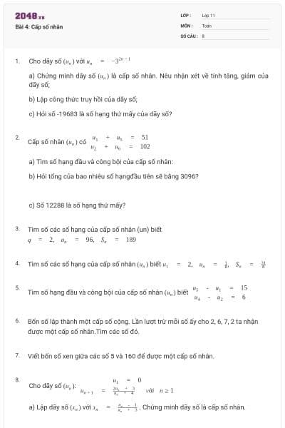 Bài 4: Cấp số nhân