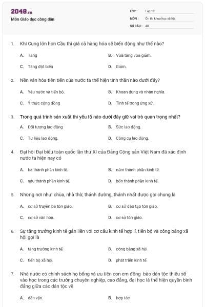 Môn Giáo dục công dân