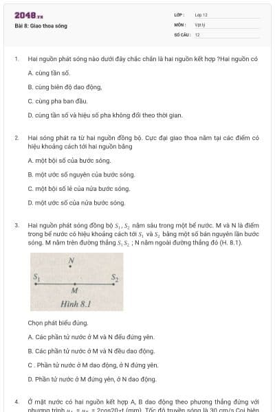 Bài 8: Giao thoa sóng