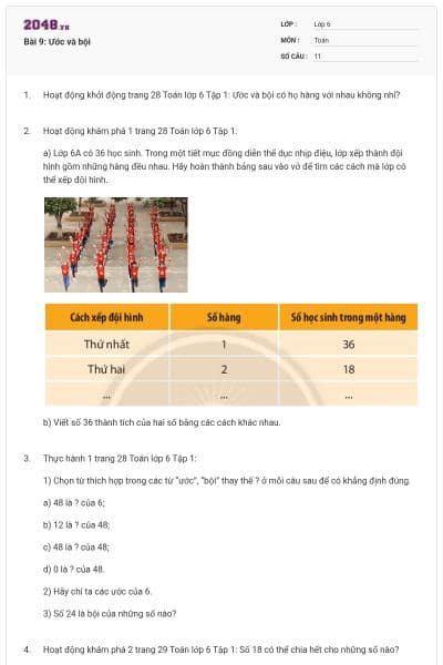 Bài 9: Ước và bội