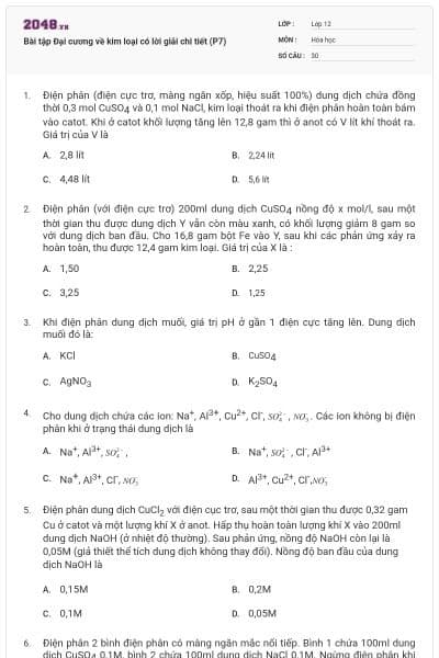 Bài tập Đại cương về kim loại có lời giải chi tiết (P7)
