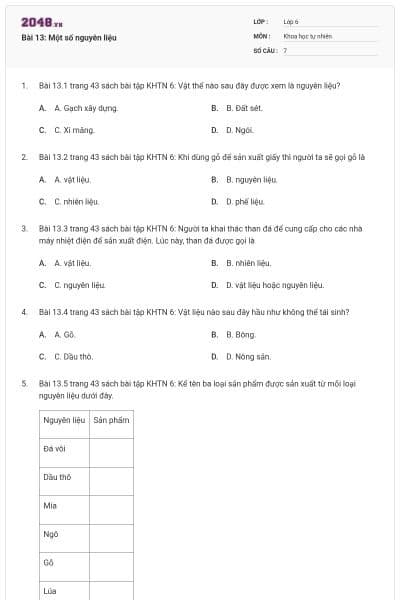 Bài 13: Một số nguyên liệu