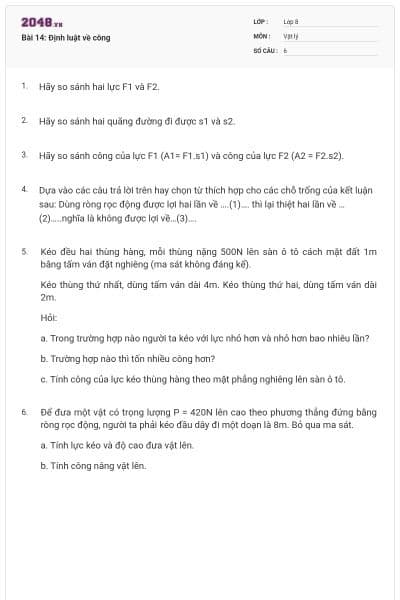 Bài 14: Định luật về công