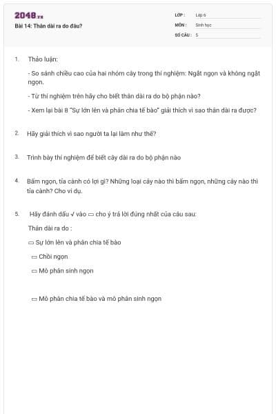 Bài 14: Thân dài ra do đâu?