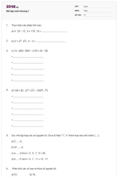 Bài tập cuối chương 1