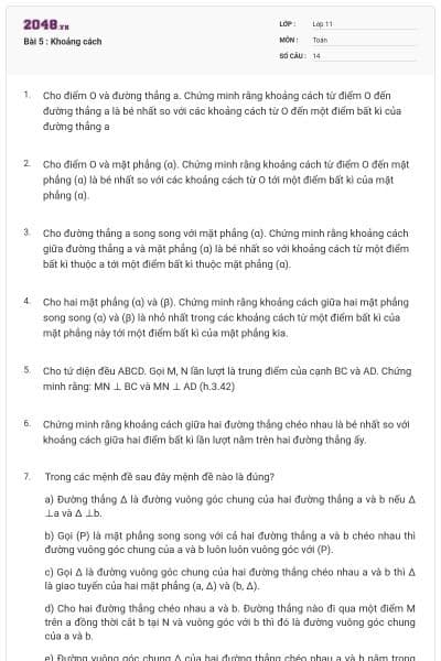 Bài 5 : Khoảng cách