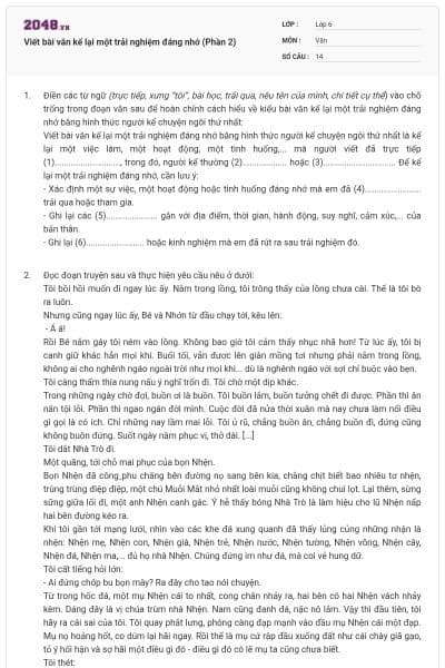 Viết bài văn kể lại một trải nghiệm đáng nhớ (Phần 2)