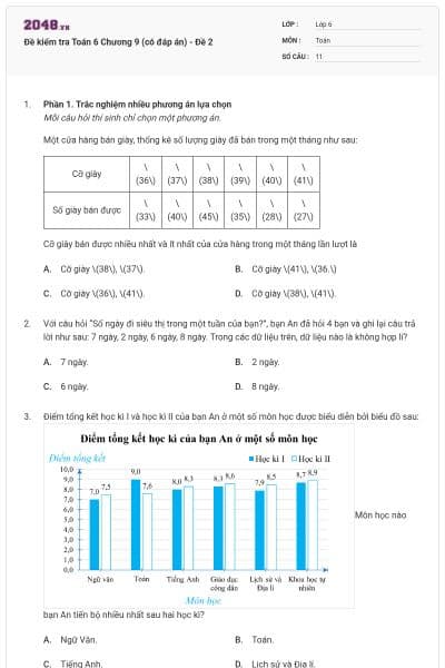 Đề kiểm tra Toán 6 Chương 9 (có đáp án) - Đề 2