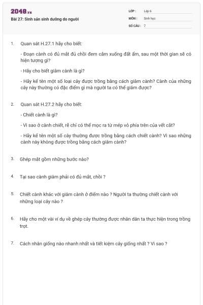 Bài 27: Sinh sản sinh dưỡng do người