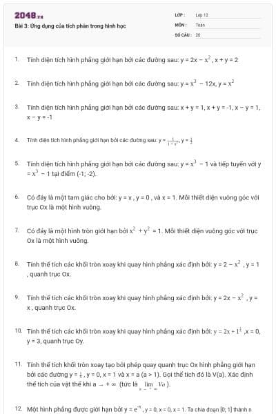 Bài 3: Ứng dụng của tích phân trong hình học