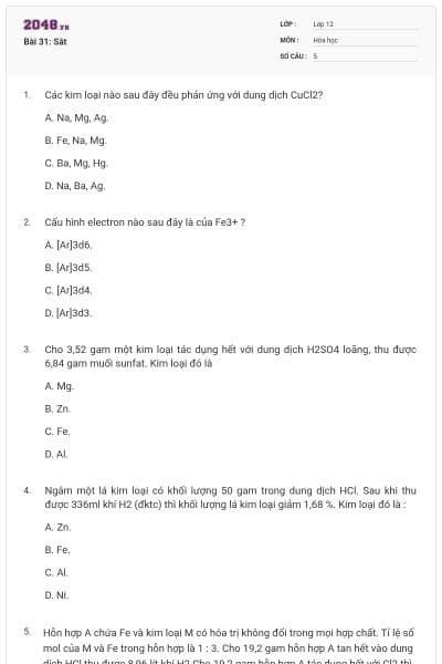 Bài 31: Sắt