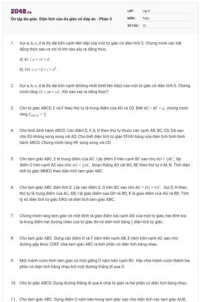 Ôn tập Đa giác. Diện tích của đa giác có đáp án - Phần 3