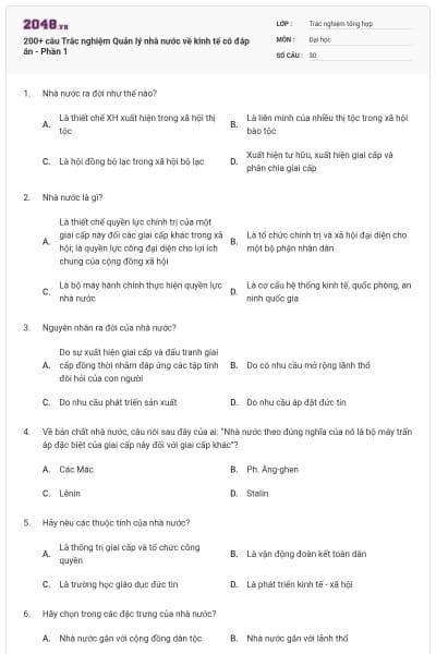 200+ câu Trắc nghiệm Quản lý nhà nước về kinh tế có đáp án - Phần 1