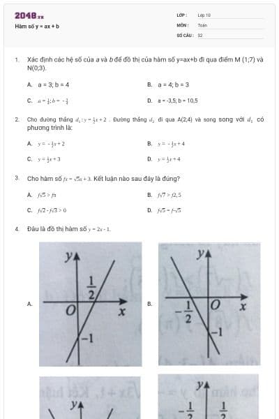 Hàm số y = ax + b