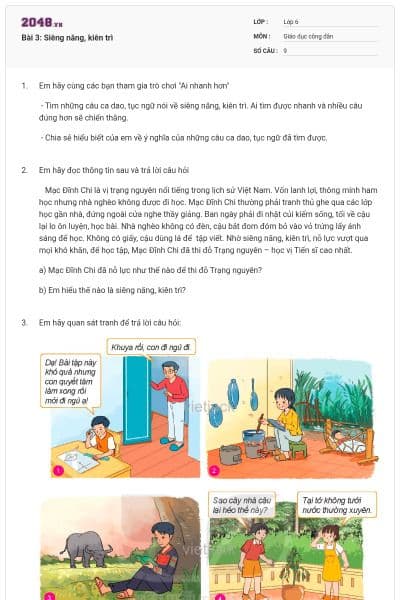 Bài 3: Siêng năng, kiên trì