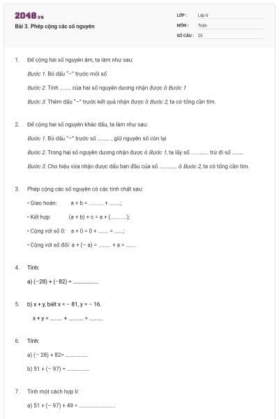 Bài 3. Phép cộng các số nguyên