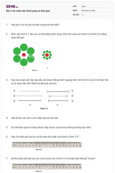 Bài 3: Đo chiều dài, khối lượng và thời gian