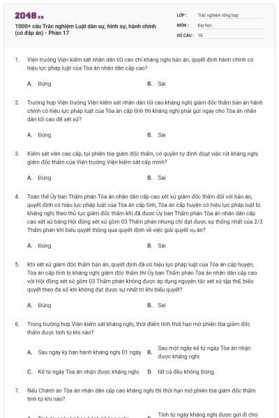 1000+ câu Trắc nghiệm Luật dân sự, hình sự, hành chính (có đáp án) - Phần 17