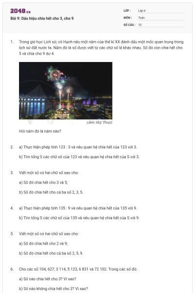 Bài 9: Dấu hiệu chia hết cho 3, cho 9