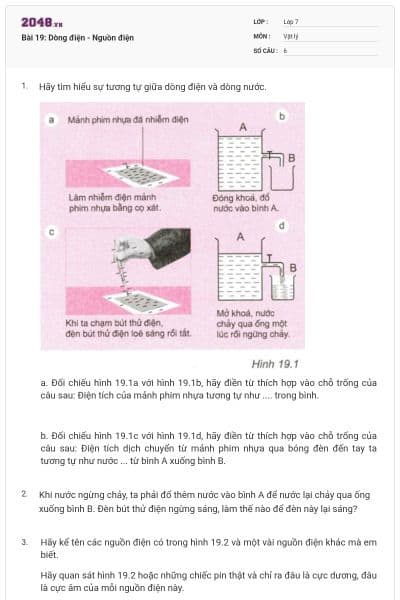 Bài 19: Dòng điện - Nguồn điện